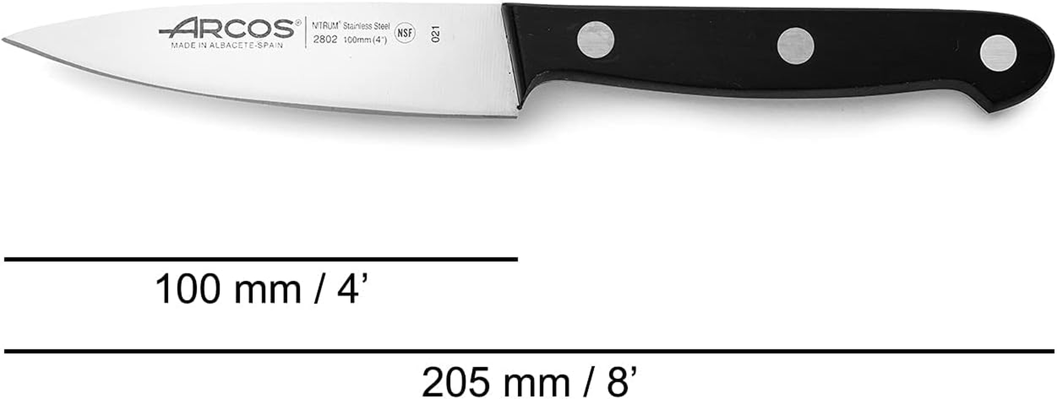 Arcos Universal Series - Chef'S Knife - Nitrile Stainless Steel Blade - 100 Mm - Handle Polyoxymethylene (POM) Colour Black, 12.5 X 5 X 5 Cm image number 3