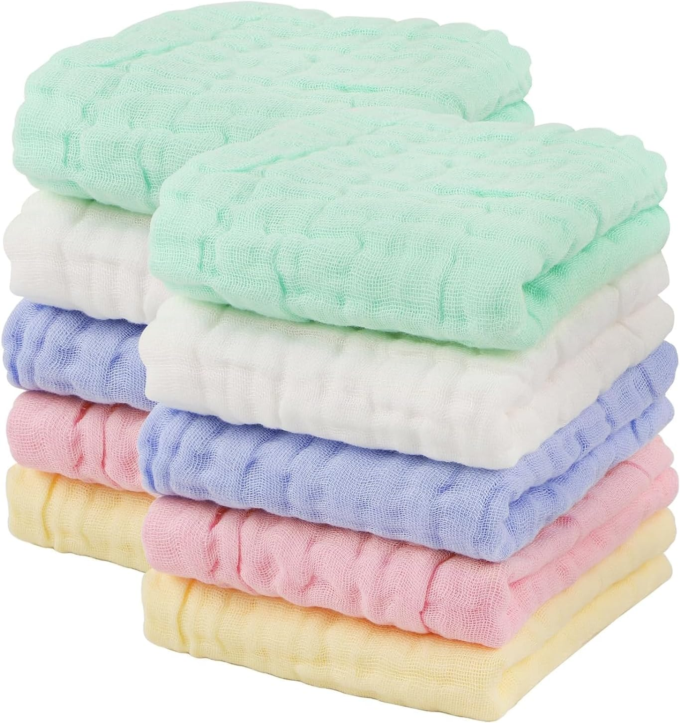 100% Cotton Baby Burp Cloths - 10Piece Soft Newborn Face Towel, Absorbent Bath Towel, Baby Wipes, Wearable Cotton Towel Drool Towel. Reusable Cotton Baby Burp Cloths image number 5