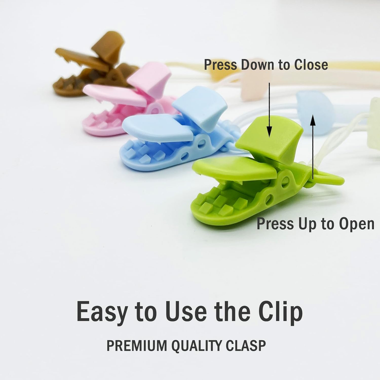 Silicone Pacifier Clip Holder, 4 Pack Dummy Clips, One Piece Soft Flexible Binky Clips Pacifier Holder Clip for Boys and Girls, Baby Newborn Essentials, Teething Relief, Birthday Christmas Shower Gift image number 4