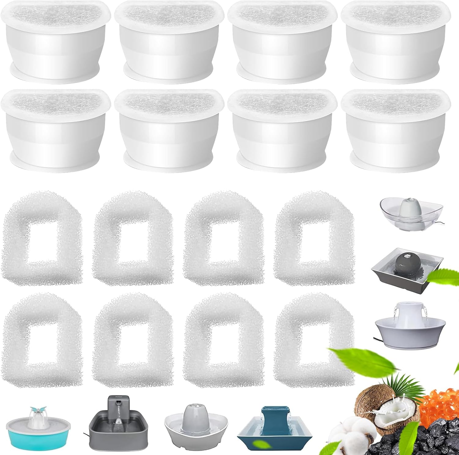 Rigidstone Pack of 8 Filters, Cat Fountain Replacement Carbon Filter Drinkwell Carbon Filter Drinking Fountain Filter for Petsafe Drinkwell Avalon/Pagoda/2 Gallon/Sedona/Seascape Cat Fountain image number 6