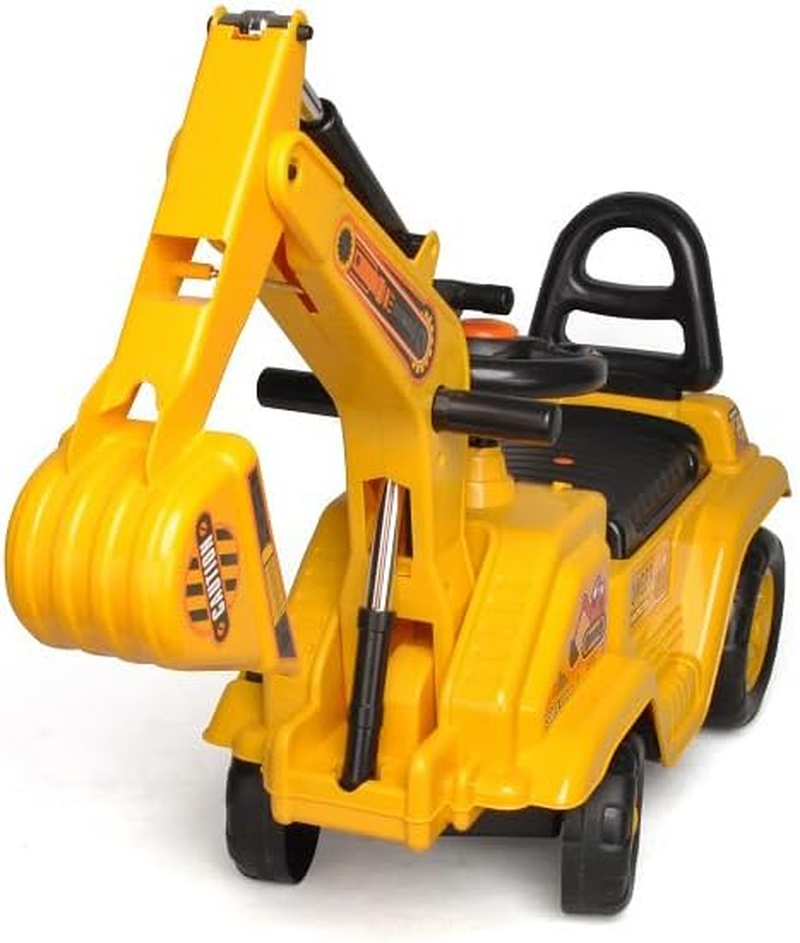 Lenoxx Children&rsquo;S Excavator Ride-On Toy: Promotes Hand-Eye Coordination, Features a Removable Storage Bin, Rattle Gearstick, Squeaky Horn, Dual Operation Levers for Scooping. Ages: 3+ image number 1