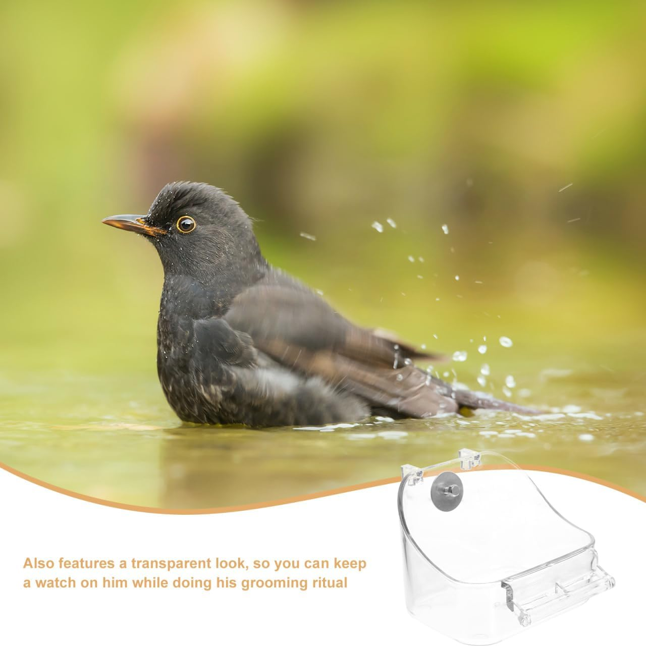 FUNOMOCYA Hanging Bird Bath Tub 5 X 3.7 Multipurpose Cage Accessory for Parakeets and Small Birds Feeder and Shower Easy to Assemble and Clean image number 6