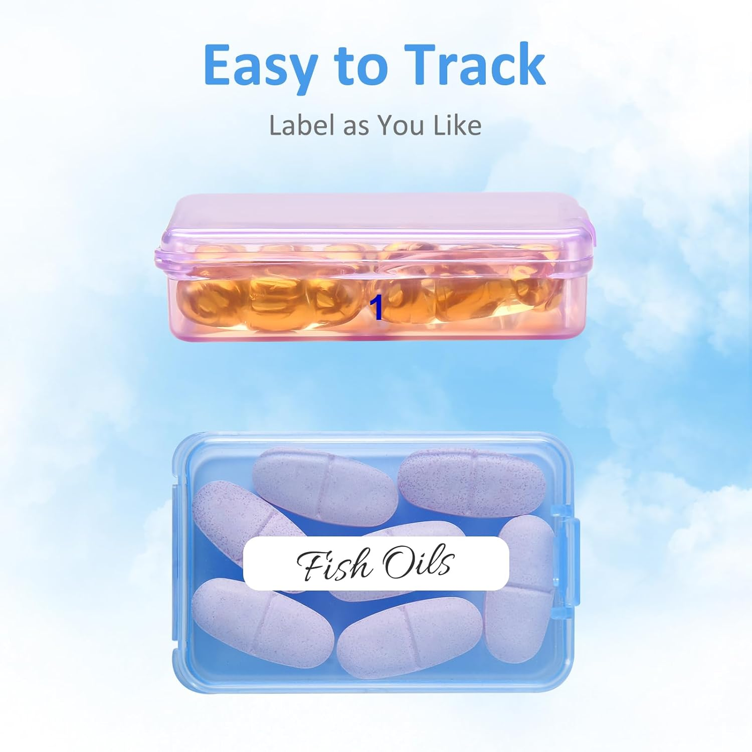 Fullicon Small Pill Case for Purse, Travel Medicine Pill Organizer, Weekly 7 Day Daily Pill Box, Pocket Pharmacy Pill Container Dispenser Holder with Labels (Black Rainbow)