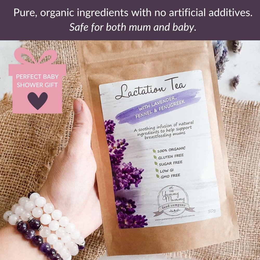 Yummy Mummy Food Company Lactation Tea | Soothing Lavender Lullaby Herbal Blend with Raspberry Leaf, Fennel & Fenugreek | Breastfeeding Support & Relaxation | 20 Serves image number 4
