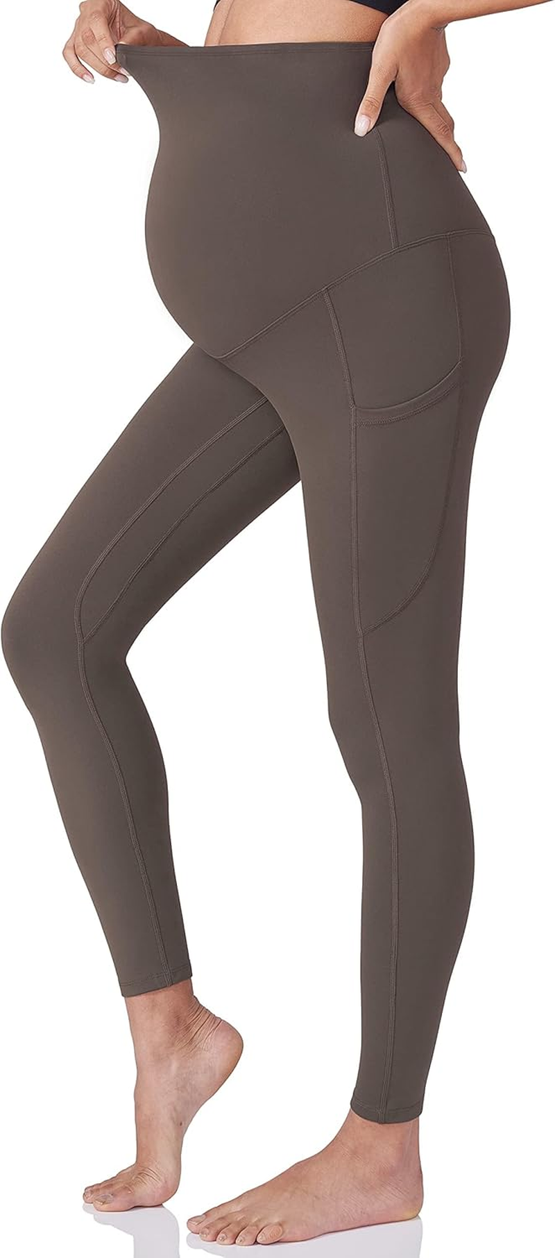 POSHDIVAH 3 Pack Women'S Maternity Workout Leggings over the Belly Pregnancy Yoga Pants with Pockets image number 3