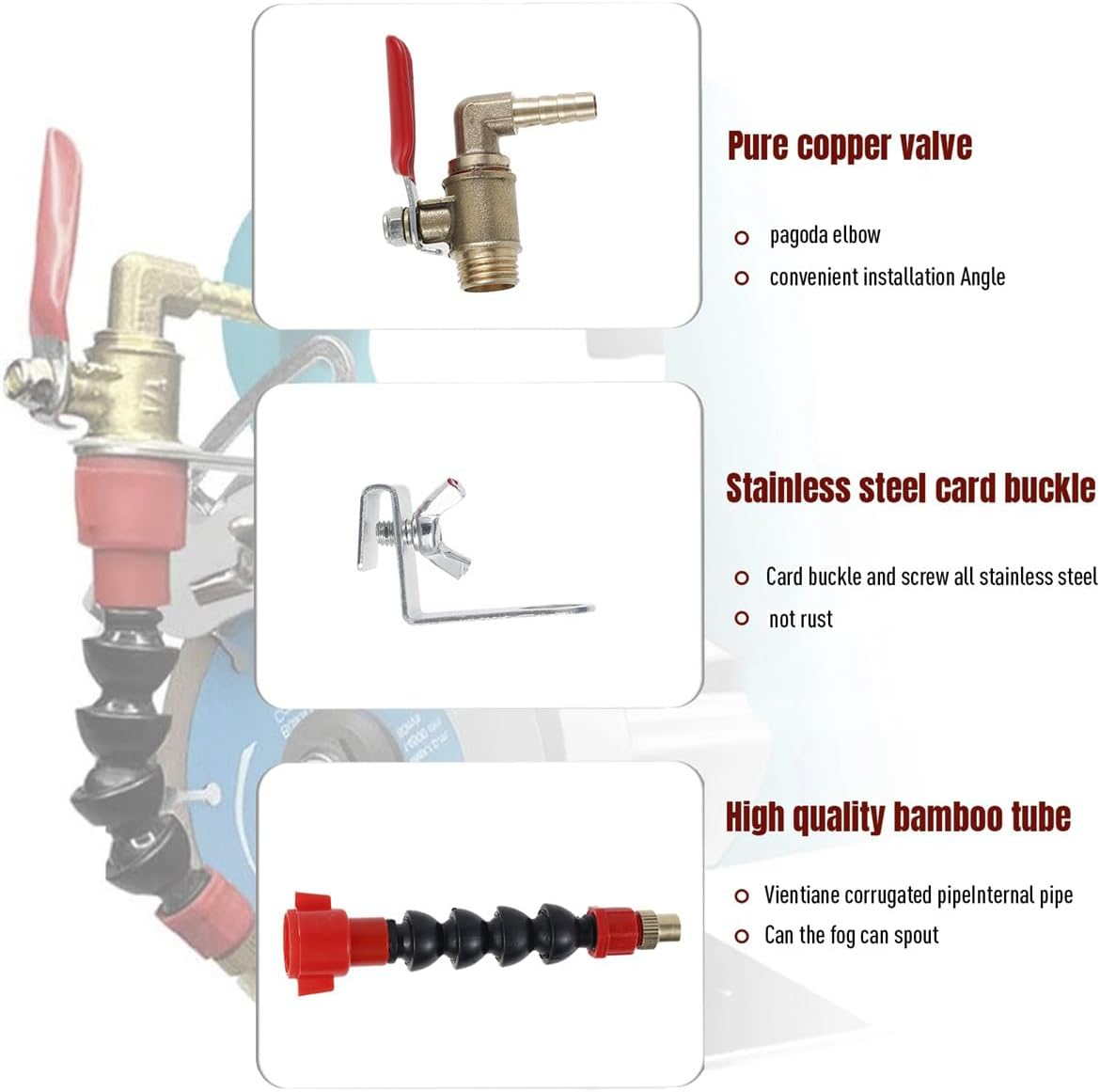 Dust Remover Water Sprayer for Cutting Machine, High-Speed Cutting Machine Misting System Water Sprayer, Adjustable Dust Remover Nozzle Coolant Misting for Tile Cutting Machine Grinder (10M Pipe) image number 4