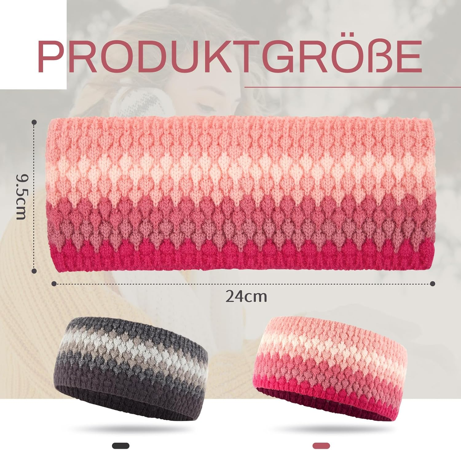 Xuniea Women'S Winter Hiking Headband Wool Ear Warmer Headbands Pack of 2 image number 1