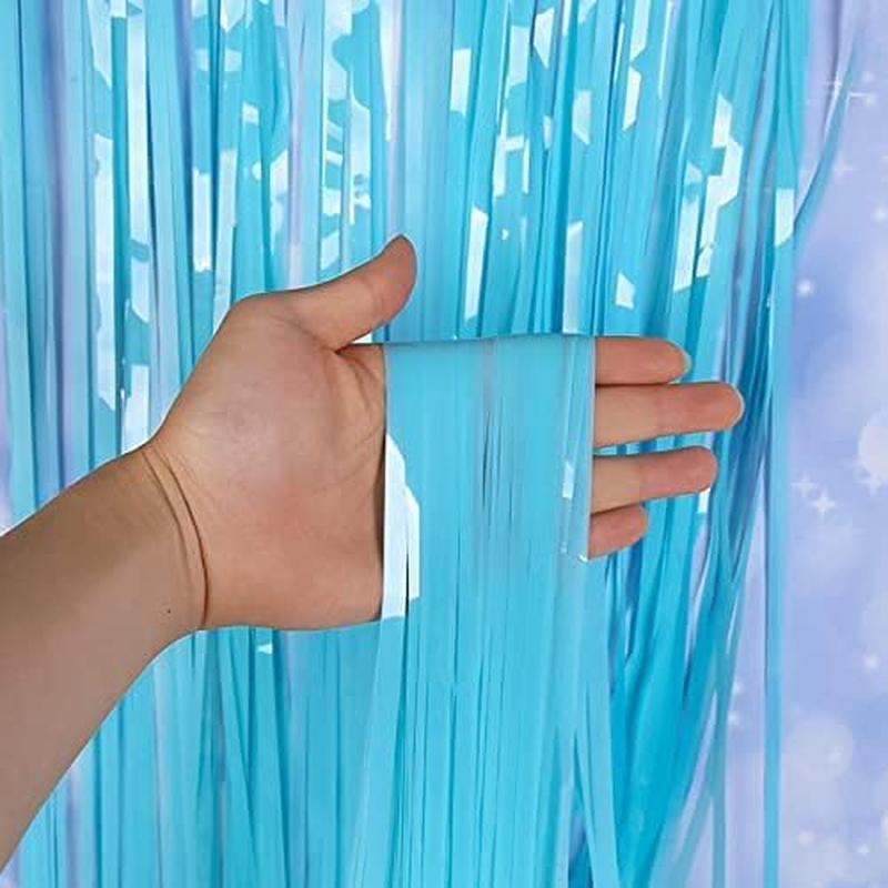 Backdrop Curtain Tinsel Streamers,4Pcs Foil Fringe Streamer Tinsel Curtains,Party Streamers Backdrop Curtains,Photo Booth Backdrop Foil Streamer for Party, Blue image number 3