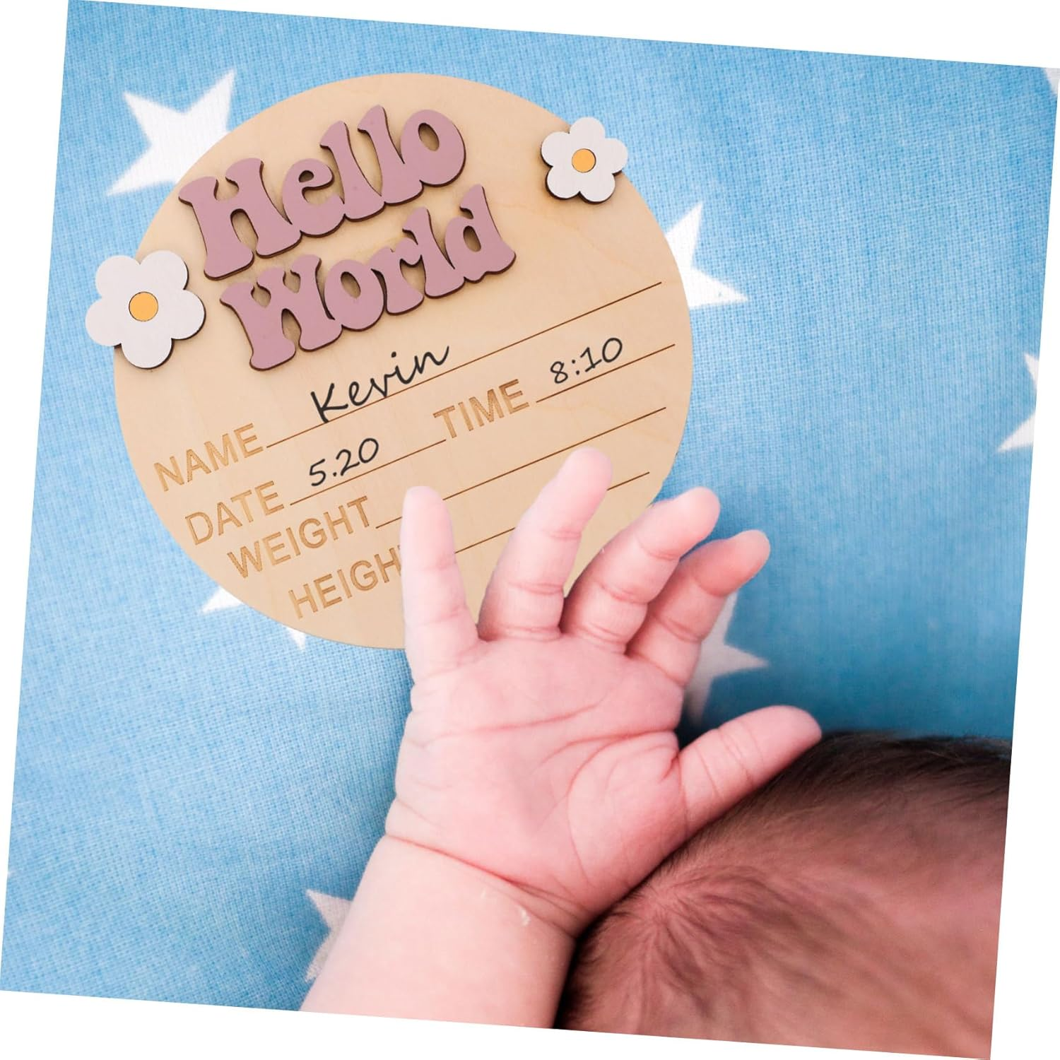 INOOMP Wood Baby Name Sign and Birth Announcement Sign for Newborns Rustic Nursery Decor Flower Detail for and Nursery Display - Multi image number 6