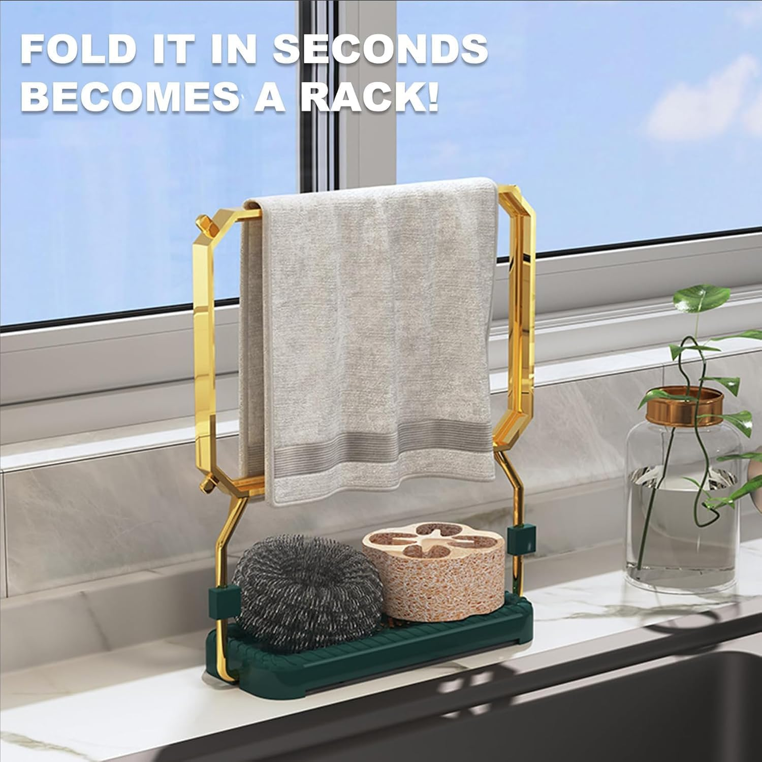 Rotatable Kitchen Sink Strainer with 100 Pcs Filter Mesh Bags,Waste Rack Sink, Food Catcher Filter Holder for Sink (Green) image number 4