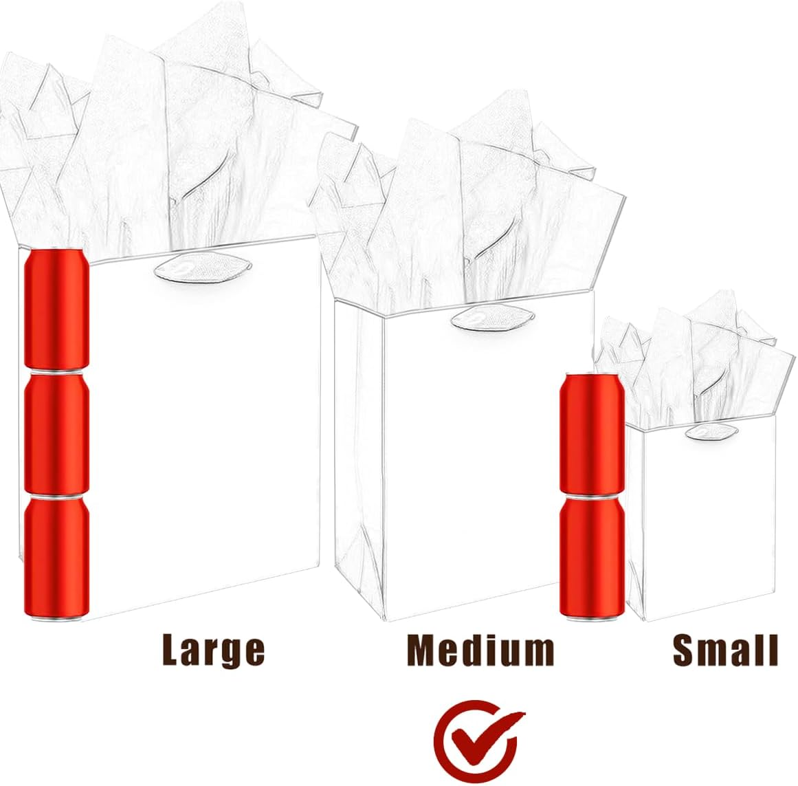 Qiqee Pink Gift Bags with Tissue Paper for Wedding, Birthday, Party Supplies-20X11X24Cm Medium Size Cardboard Gift Bags（8"X4.3"X10",5Pcs Bags +15Pcs Tissue Paper ） image number 3