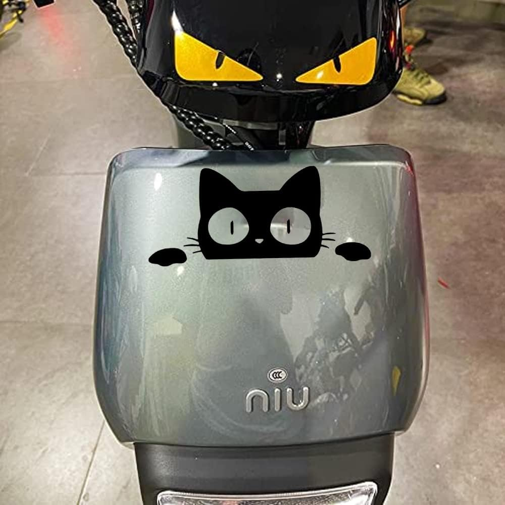 Reflective Reflective Car Sticker Cartoon Cat，Funny Black Cat Stickers,Cat Decal,Car Decal, Window Sticker, Suitable for Cars, Trucks, Laptops, Etc (Black) - Black image number 2