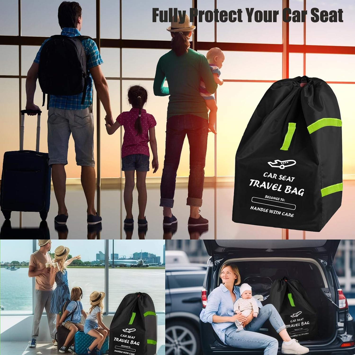 Bestbless Stroller Travel Bag, Portable Pram Bag for Airplane, Car Seat Travel Bag, Large Pushchair Cover with Shoulder Strap, Waterproof Gate Check Bag for Infant Strollers (L) image number 2