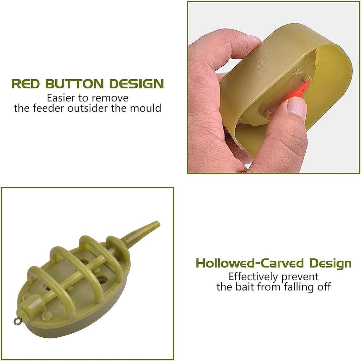 AIMALL Carp Fishing Method Feeder Set with Bait Mould &ndash; Plastic-Coated Nest Feeder for Accurate Baiting image number 4