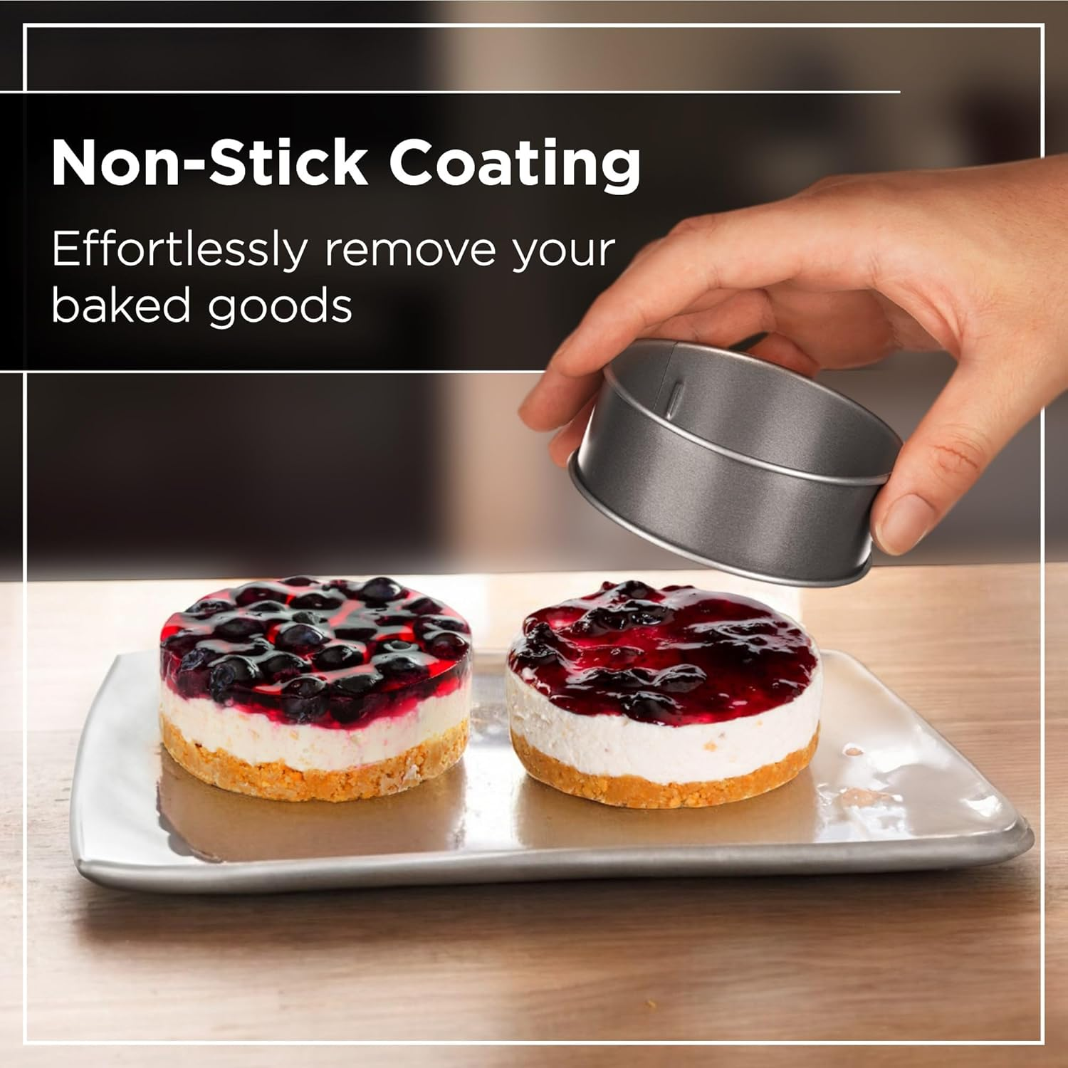 Crumpet Rings Nonstick 3.5" - English Muffin Rings for Fluffy Muffins - Set of 4 Crumpet Molds &ndash; Metal Baking Rings - No Leak Sturdy Egg Ring Set - Made in the UK image number 4