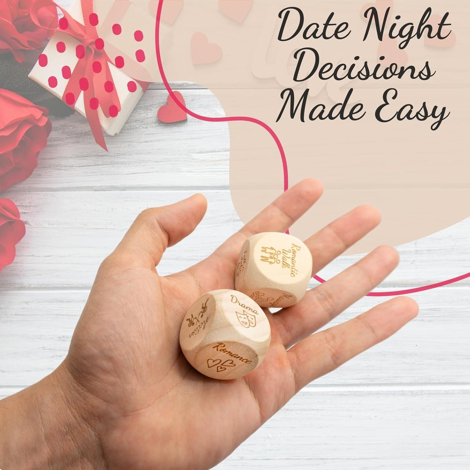 Deluxe Date Night Dice Set - Fun Couples Romantic Game - 4 Engraved Dice, Elegant Board & Carry Bag for Valentines, Anniversaries, Special Nights - Food Dice Boyfriend Girlfriend Wife image number 4