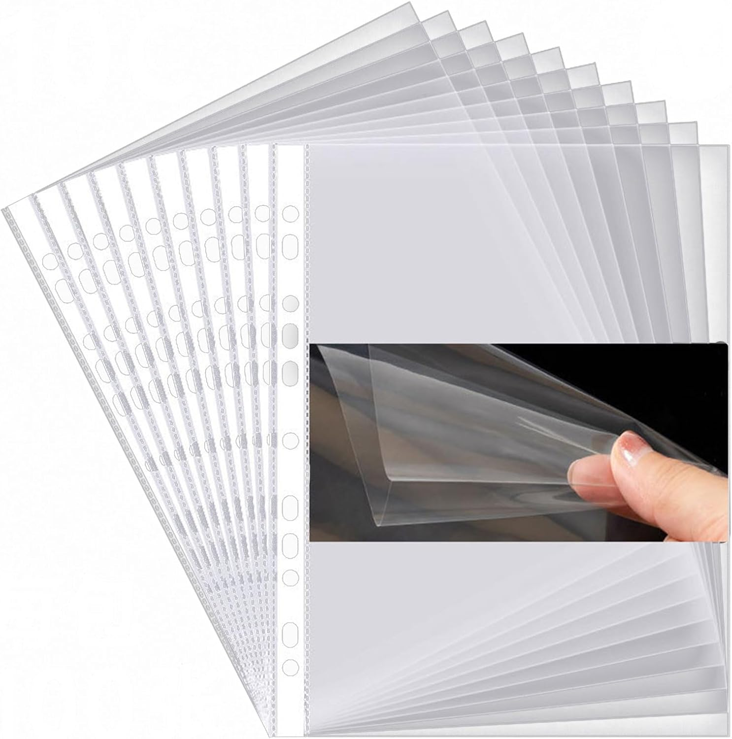 A4 Sheet Protectors, Clear 100X Refillable Loose Leaf Sheets Fit All 2,3 & 4 A4 Ring Binder - Available in Various Thicknesses, Perfect for Customizing Your Binder (100Pcs 6C) image number 3