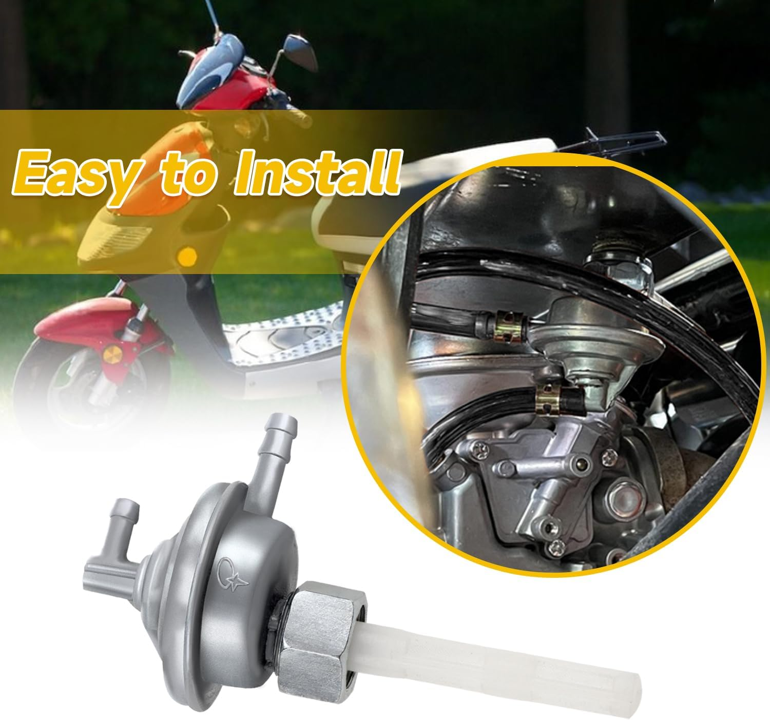 HIAORS Gas Fuel Switch Pump Valve Petcock for GY6 50Cc 139QMB Twister 150Cc 157QMJ Trailmaster Manco Tomberlin Go Kart ATV Moped Elite 80 CH80 Scooter Carter Talon 150Cc Go Kart image number 6