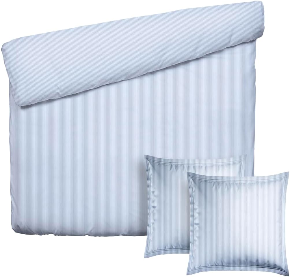 Pure Cotton 3-Piece Double Bedding Set - Duvet Cover 260 X 240 Cm & 2 Pillowcases 63 X 63 Cm - 100% Cotton Satin, 80 Thread Count, 120 GSM - Oeko-Tex Certified - Silhouette - White/Taupe