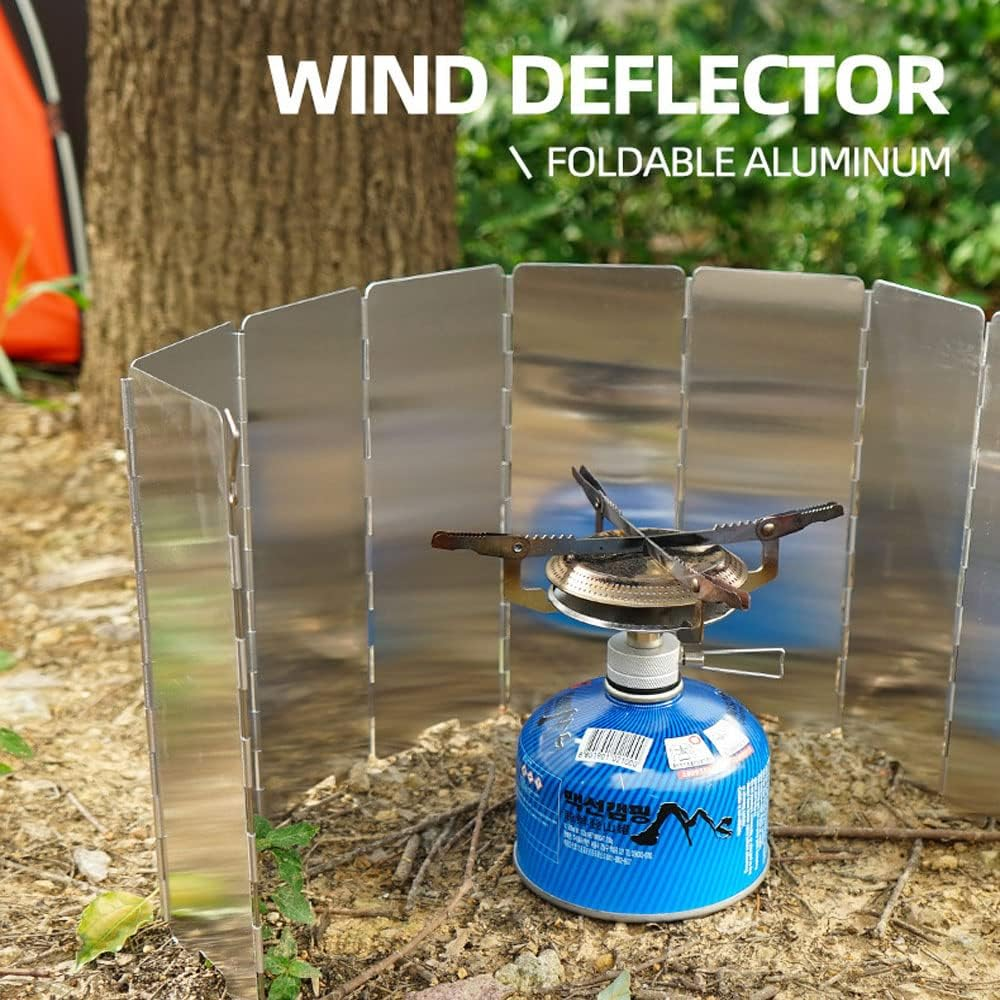 9PCS Outdoor Picnic Plates Fold Set, Folding Outdoor Stove Windscreen,Camping Cooker Stove Wind Shield Screen for Camping and Butane