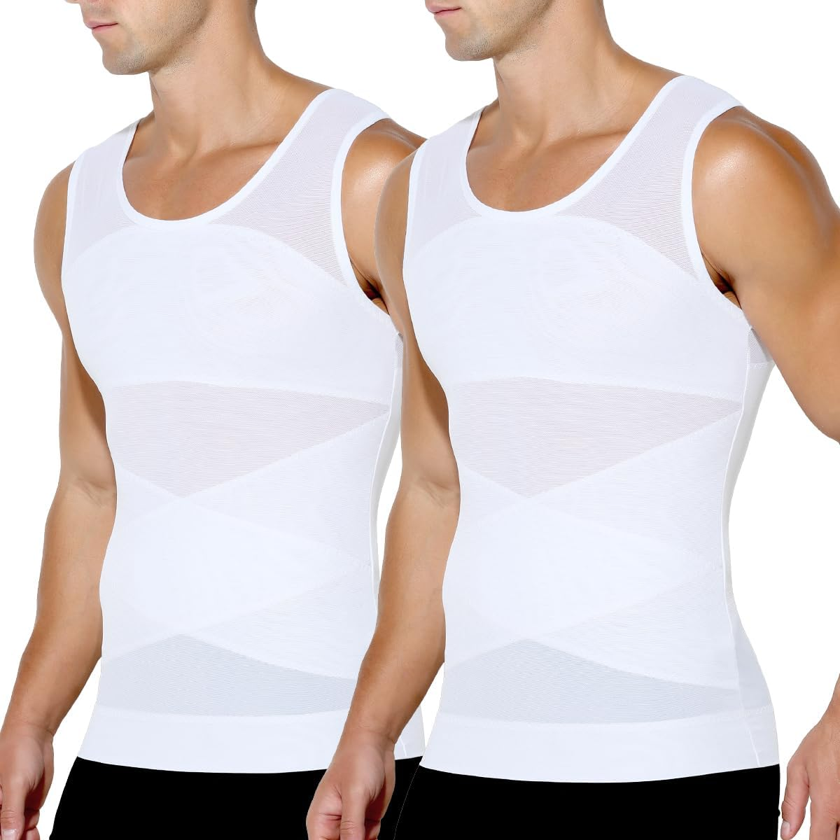 Arjen Kroos Men'S Compression Mesh Tank Top Slimming Body Shaper Vest Undershirts Tummy Control Shapewear