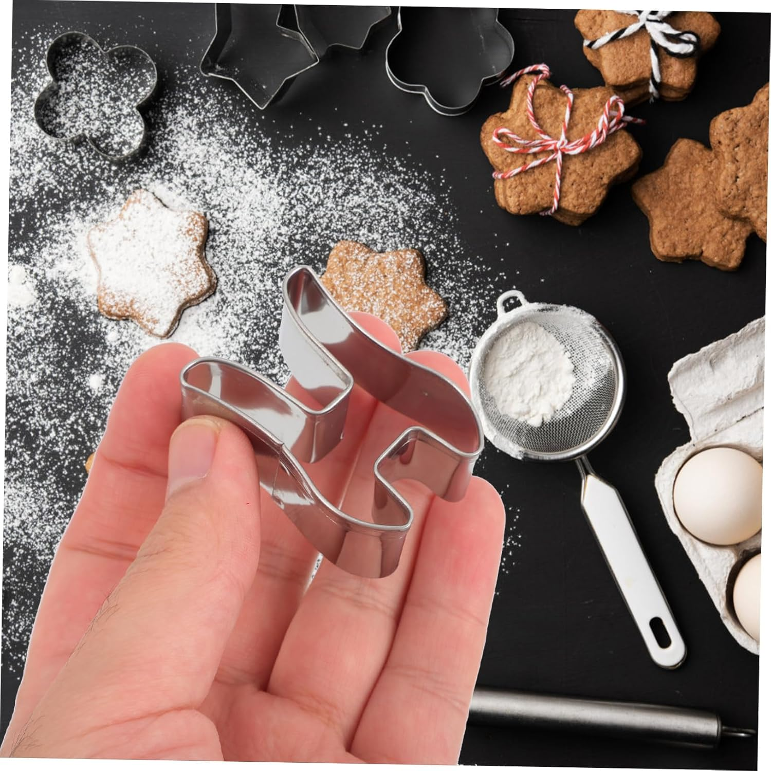 16Pcs Christmas Biscuit Cutters Set Stainless Steel Mold Reusable DIY Baking Accessories for Holiday Party Supplies image number 2