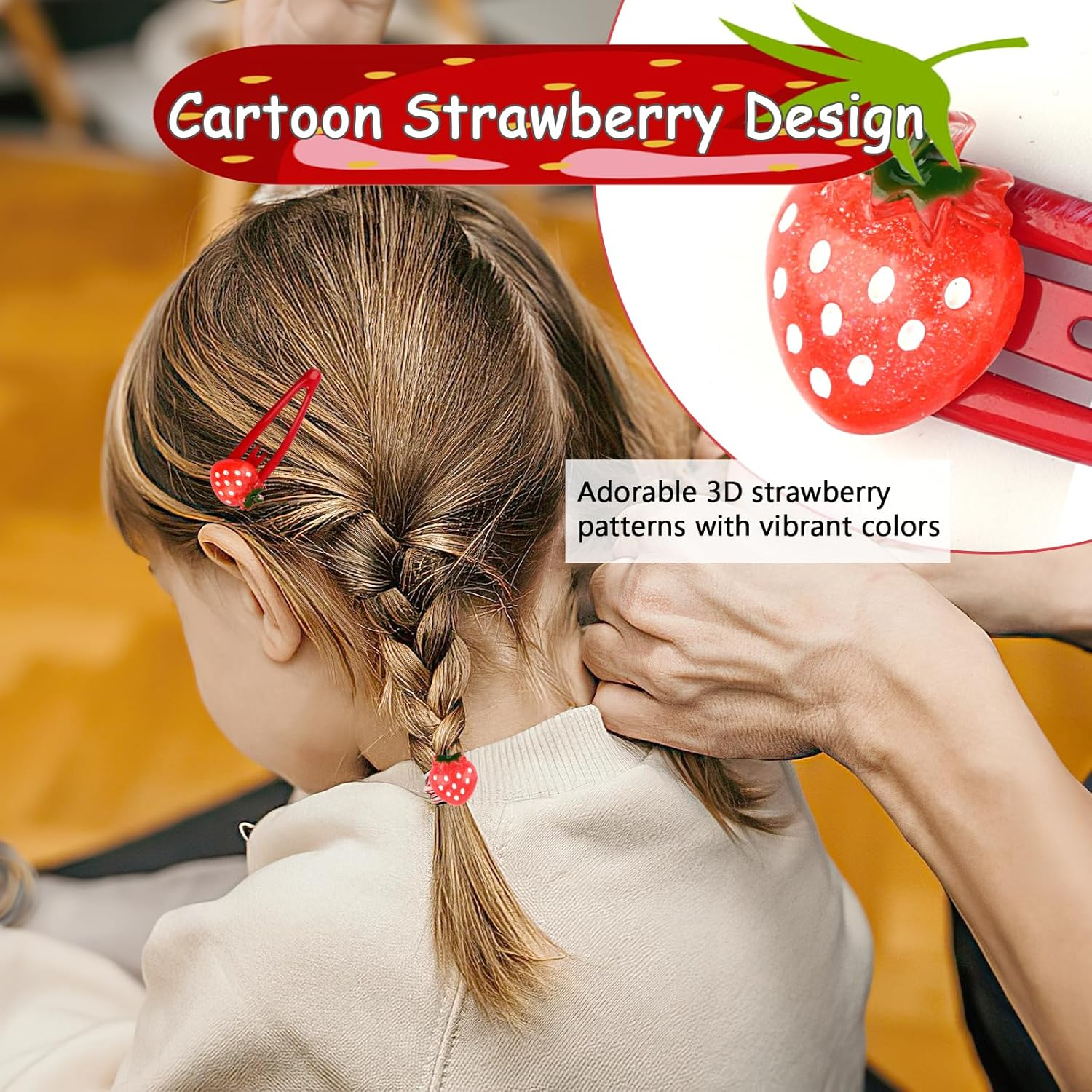 Strawberry Hair Clips and Strawberry Headband Set, Hairpin Strawberry, Snap Hair Clip, Cartoon Hair Clips, Strawberry Headband for Children Girls, Strawberry Hair Accessories, for Headwear Styling image number 1