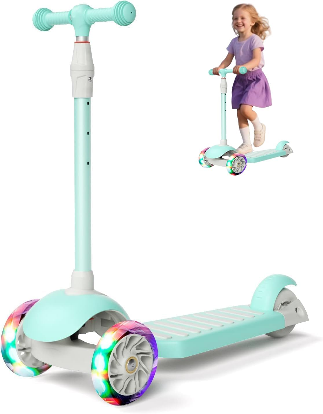 APEXORIGIN 3 Wheel Scooter for Kids Ages 3-12,Kids Scooter with Light up Wheels, Sturdy Deck Design, and 4 Height Adjustable Suitable for Kids Ages 3-12 image number 1