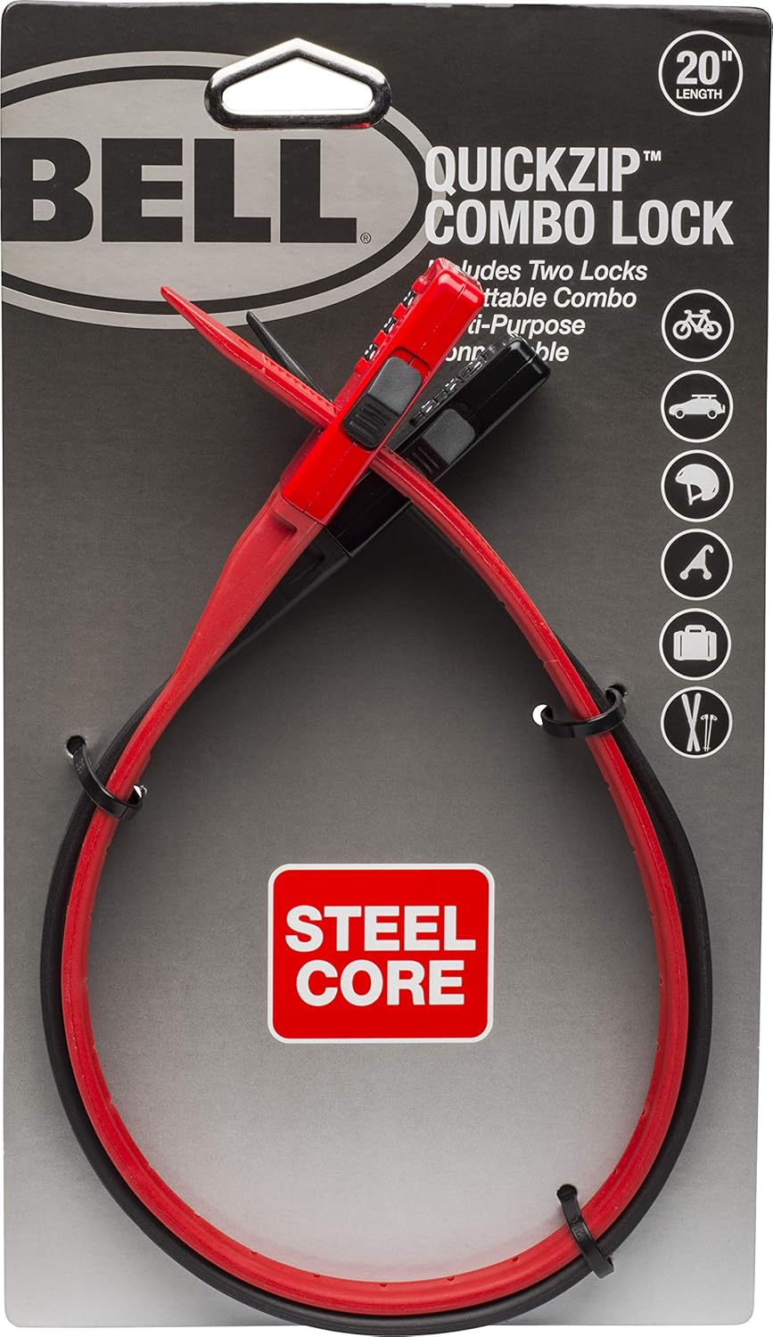Bell Quickzip Zip-Tie Multi-Purpose Combo Lock 2 Pack Red/Black, One Size image number 1