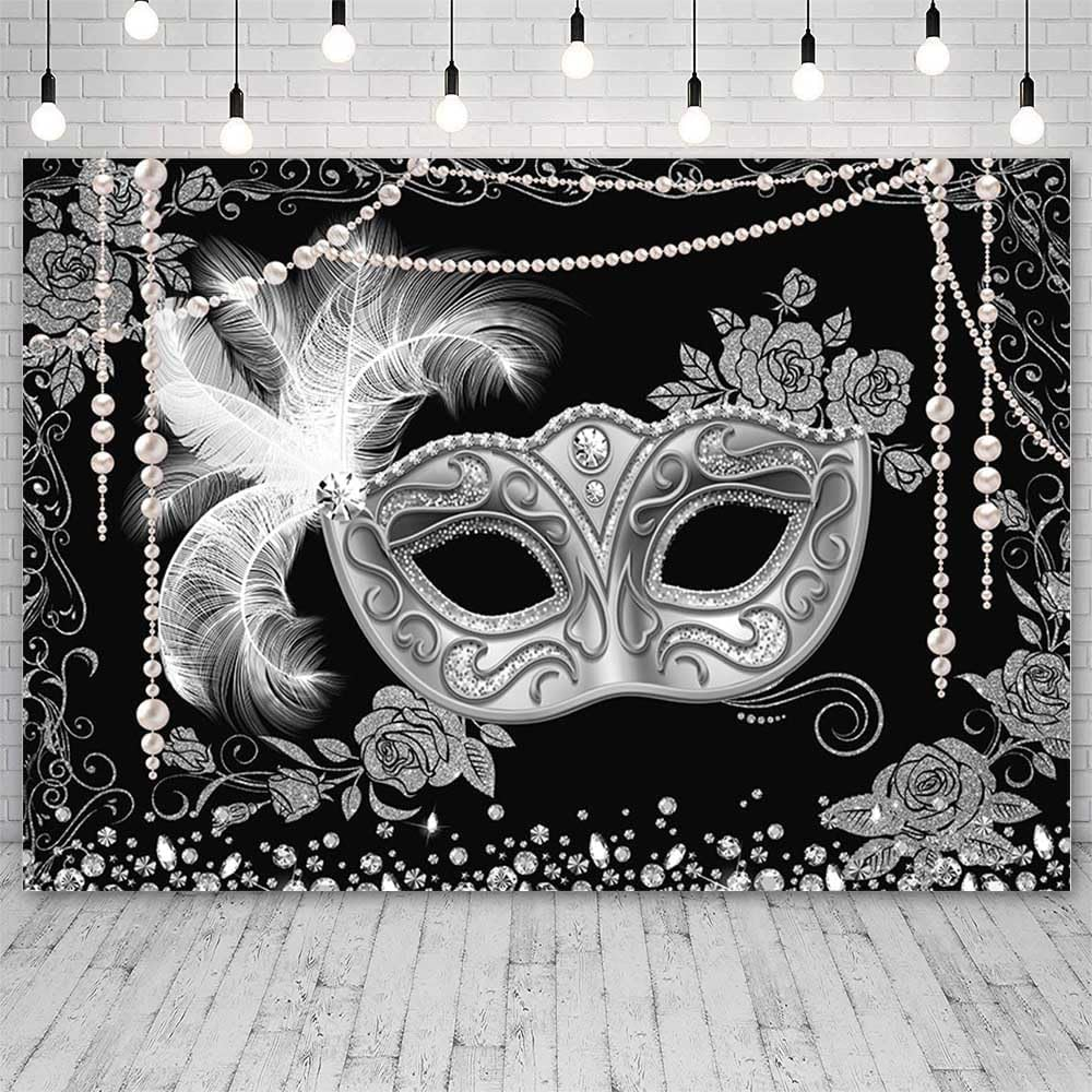 AIBIIN 210 X 150Cm Black and Silver Sequin Lightweight Bokeh Backdrop Decoration Party Birthday Wedding Photo Backdrop for Newborn Studio Prop image number 2