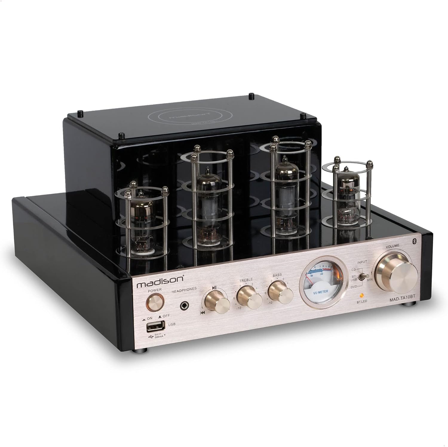 MAD-TA10BT - MADISON - STEREO TUBE AMPLIFIER 2 X 25W RMS, Silber/Braun/Scwarz image number 3
