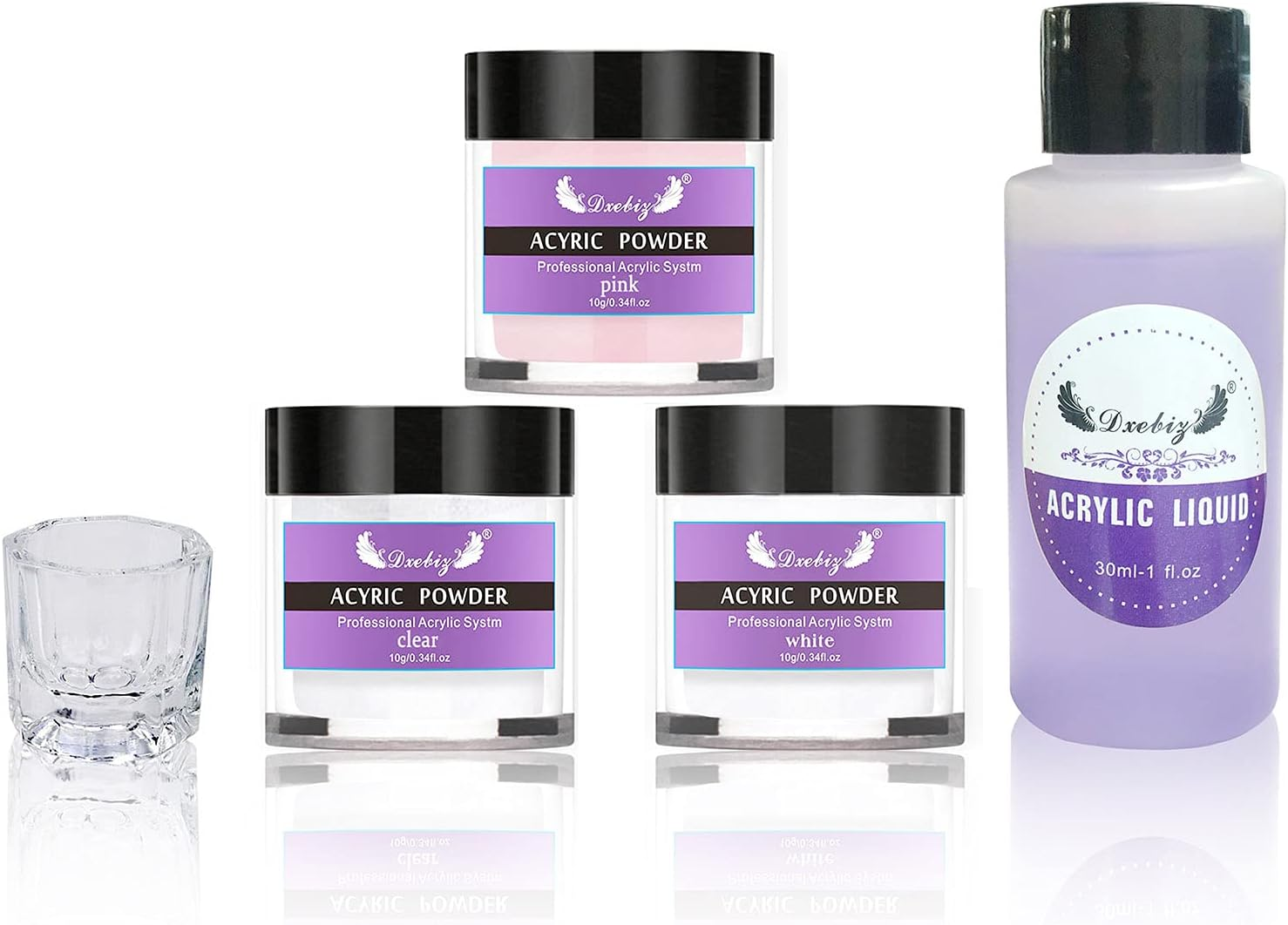 Acrylic Nail Kit,Meizhaung Acrylic Powder & Liquid Set with Nail Brush Nail Forms 3 Colors Nail Powder Kit for Beginners Nail Art DIY Nail Beauty Tools