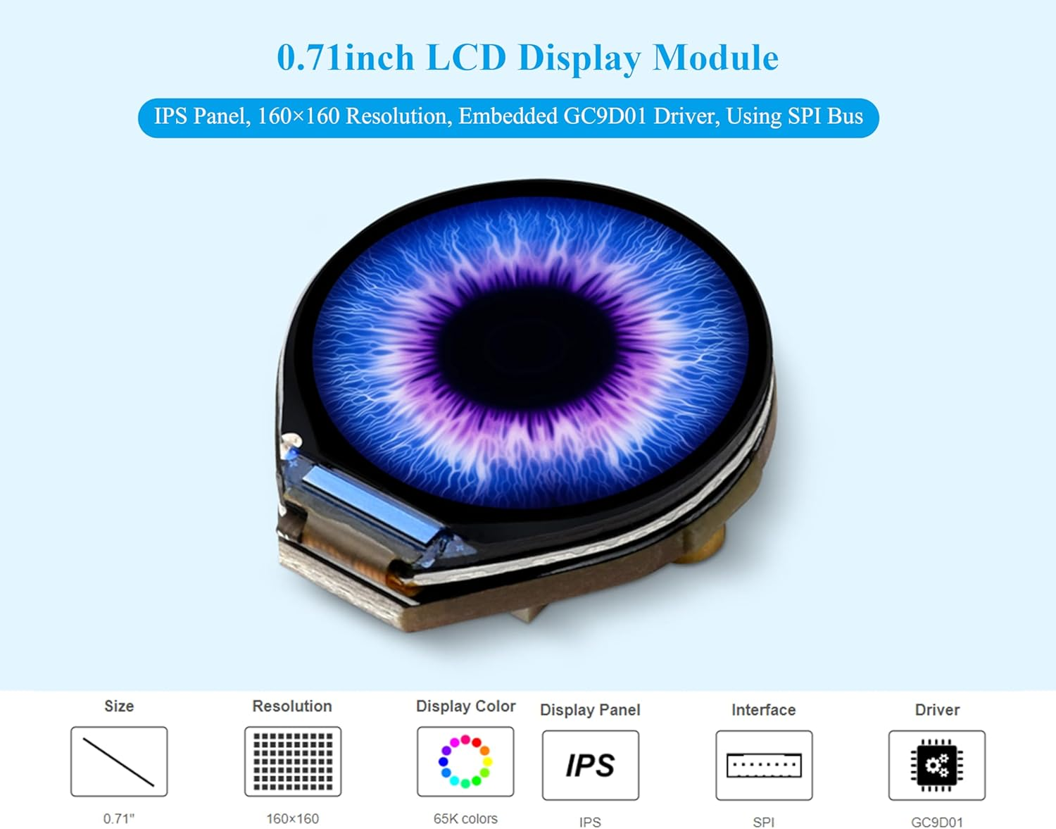 Ueekkoo 0.71Inch round LCD Display Module 160X160 Resolution SPI Interface 65K Colors IPS Panel Using SPI Bus, Compatible with Raspberry Pi Pico/Pi Pico 2/Pico 2 W/ ESP32 image number 4