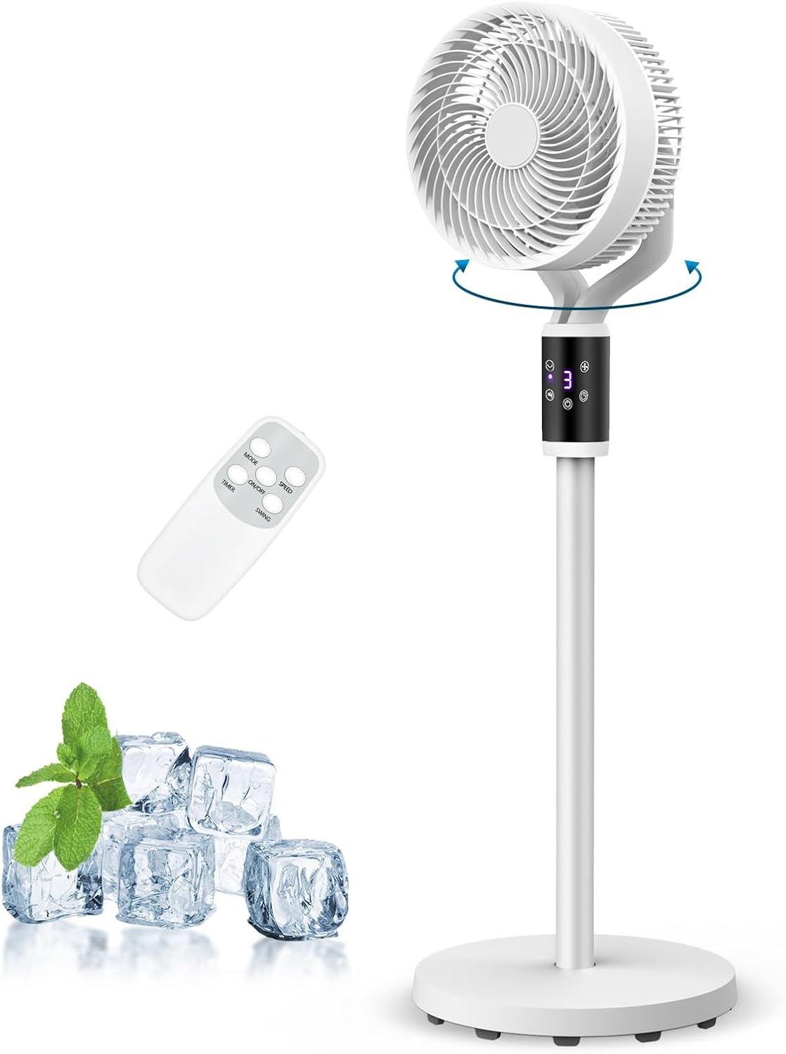 Pedestal Fan, 40'' Oscillating Standing Fan with Remote Control, Adjustable Height Air Circulation Floor Fan, Timer, 6 Speeds Adjustable Stand Fan for Home, Bedroom, Dormitory, Office image number 4