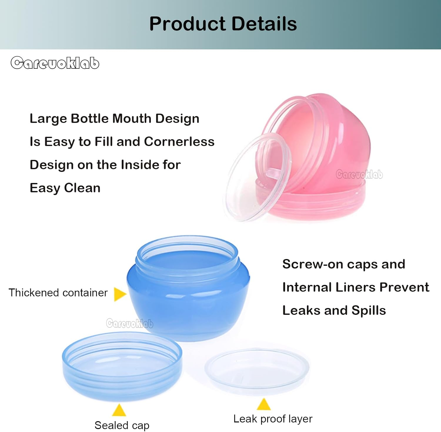 12 Pack Containers for Toiletries, 30&10Ml Jars, Leak-Proof Travel Size Toiletries Containers with Lids for Cosmetic Makeup Face Body Hand Cream (2 Size) image number 2