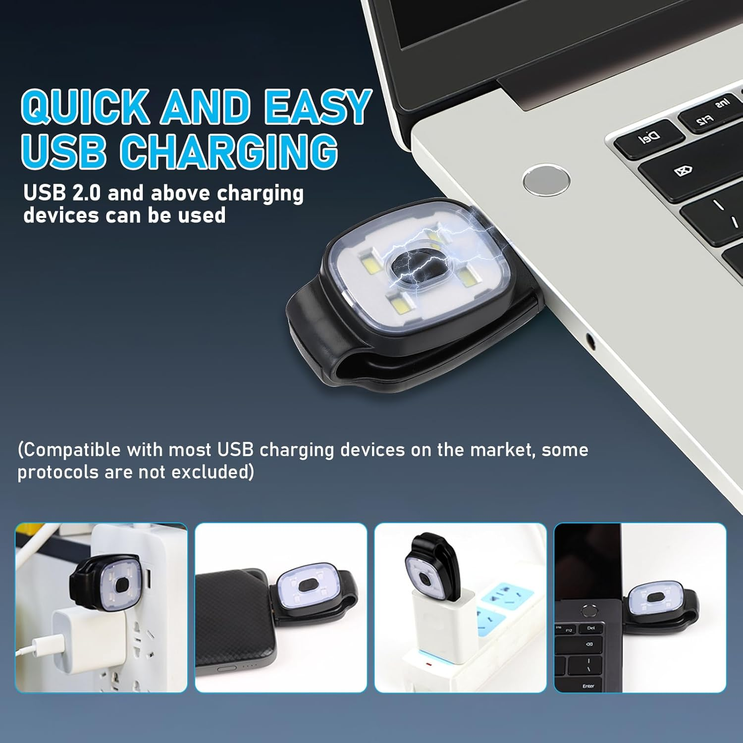 2 Pack Clip on Torch/Flashlight, LED Running Lights for Runners USB Rechargeable Safety Lights for Walking at Night Hands Free Running Chest Light Dog Walking Hiking Joggers [Energy Class A++]