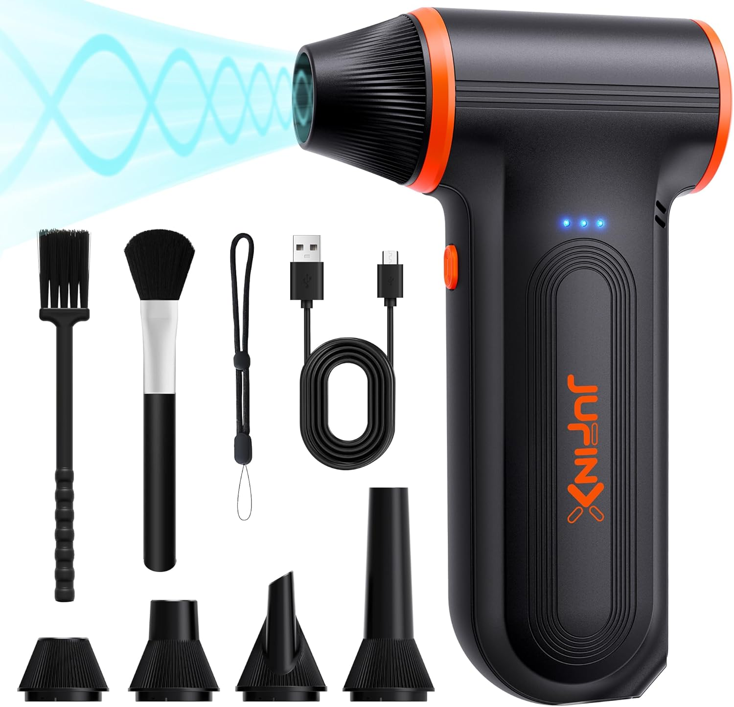 X117 Compressed Air Duster-150000Rpm Super Power Electric Air Duster, 3-Gear Adjustable Mini Blower with Fast Charging, Dust Blower for Computer, Keyboard, House, Outdoor and Car image number 2