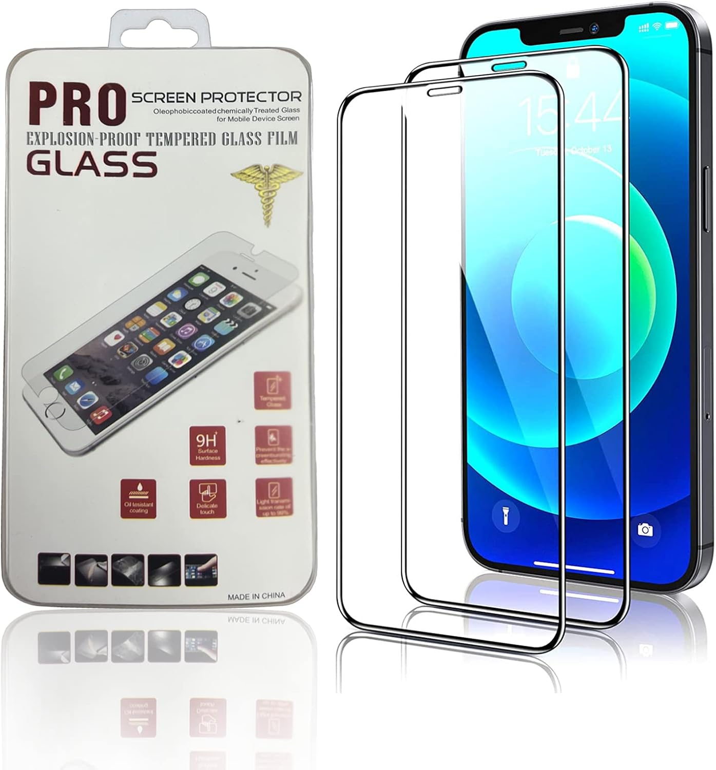 2 Pack Full-Coverage Screen Protector, JR Joyreap Tempered Glass Film High Definition 9H Hardness Shockproof Anti-Scratch Case Friendly for Iphone X 11 12 13 (For Iphone XS) image number 4
