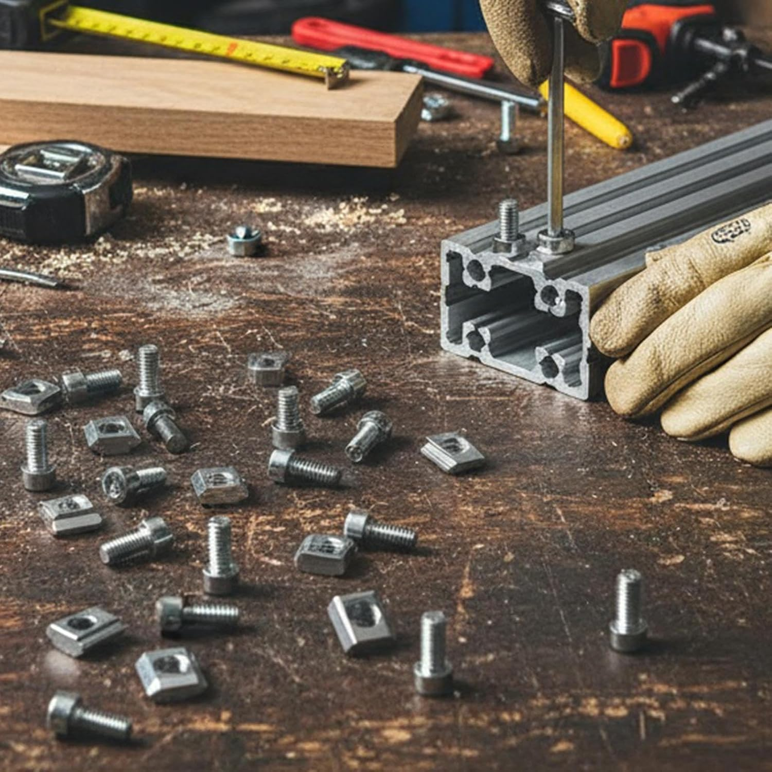 M5 T-Nuts Screws Kit, Home Repair Accessories, Extruded Aluminum Hardware, for DIY Enthusiasts Woodworkers Furniture Assembly Machine Building Workbench Home Repair Automotive