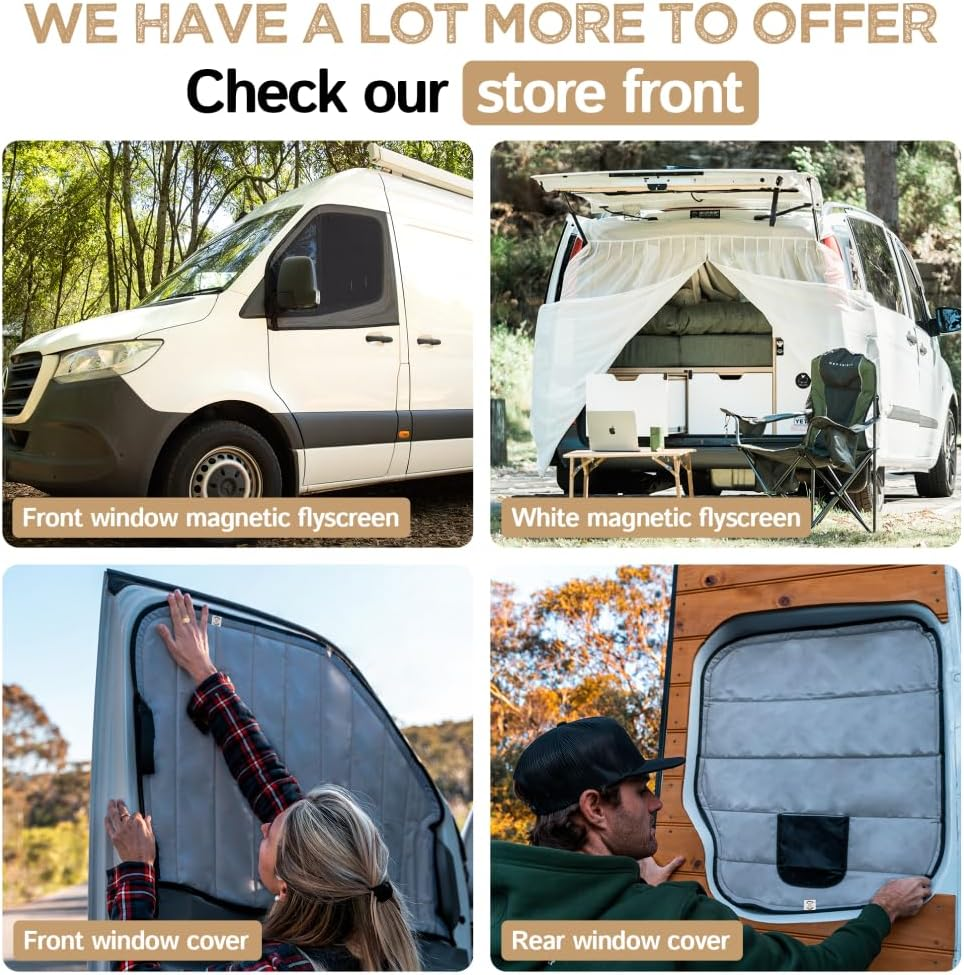 Living in a Bubble Van Bug Screen for Mercedes-Benz Sprinter Mid/High Roof and Other Campervans, Universal Size Sliding Door Flyscreen Mosquito Net, Center Magnetic Closure image number 2