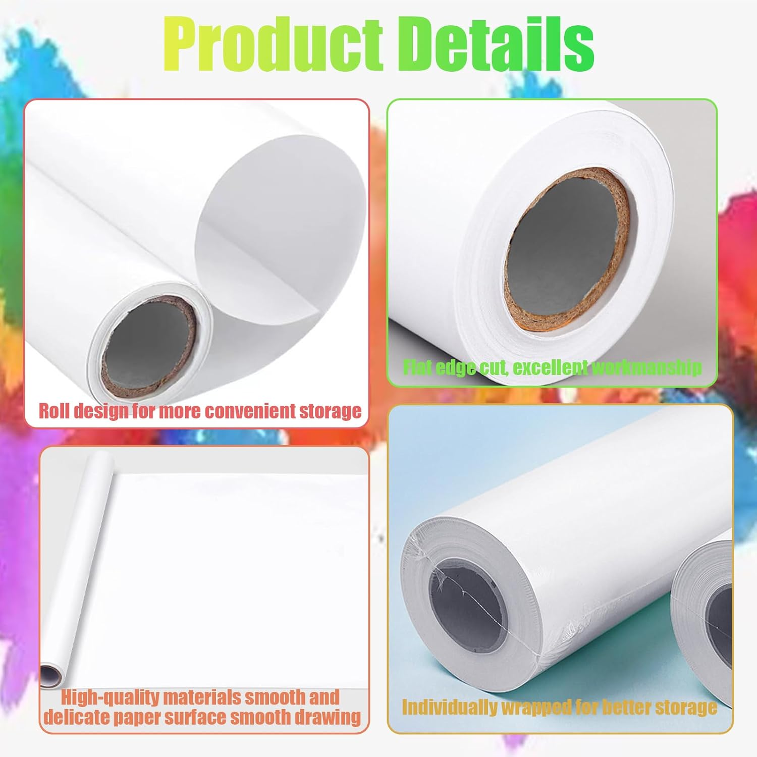 Long Easel Paper Roll 11.8" X 590" (49 Ft), Large White Bulletin Board Paper, Fade Resistant Art Paper Roll for Gift Wrapping Drawing Painting Craft Poster Banner Trace (1 Roll) image number 6