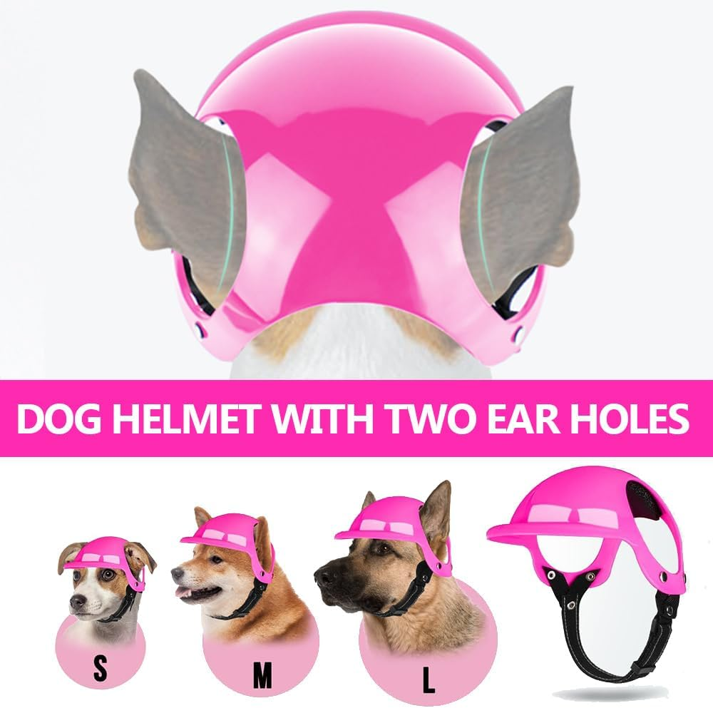 Dog Helmet and Goggles, Cat and Dog Sunglasses with UV Protection, Pet Motorcycle Helmet, Adjustable Helmet with Ear Holes, Dog Hard Hat Set for Small Medium Large Dogs (Pink, S) image number 2