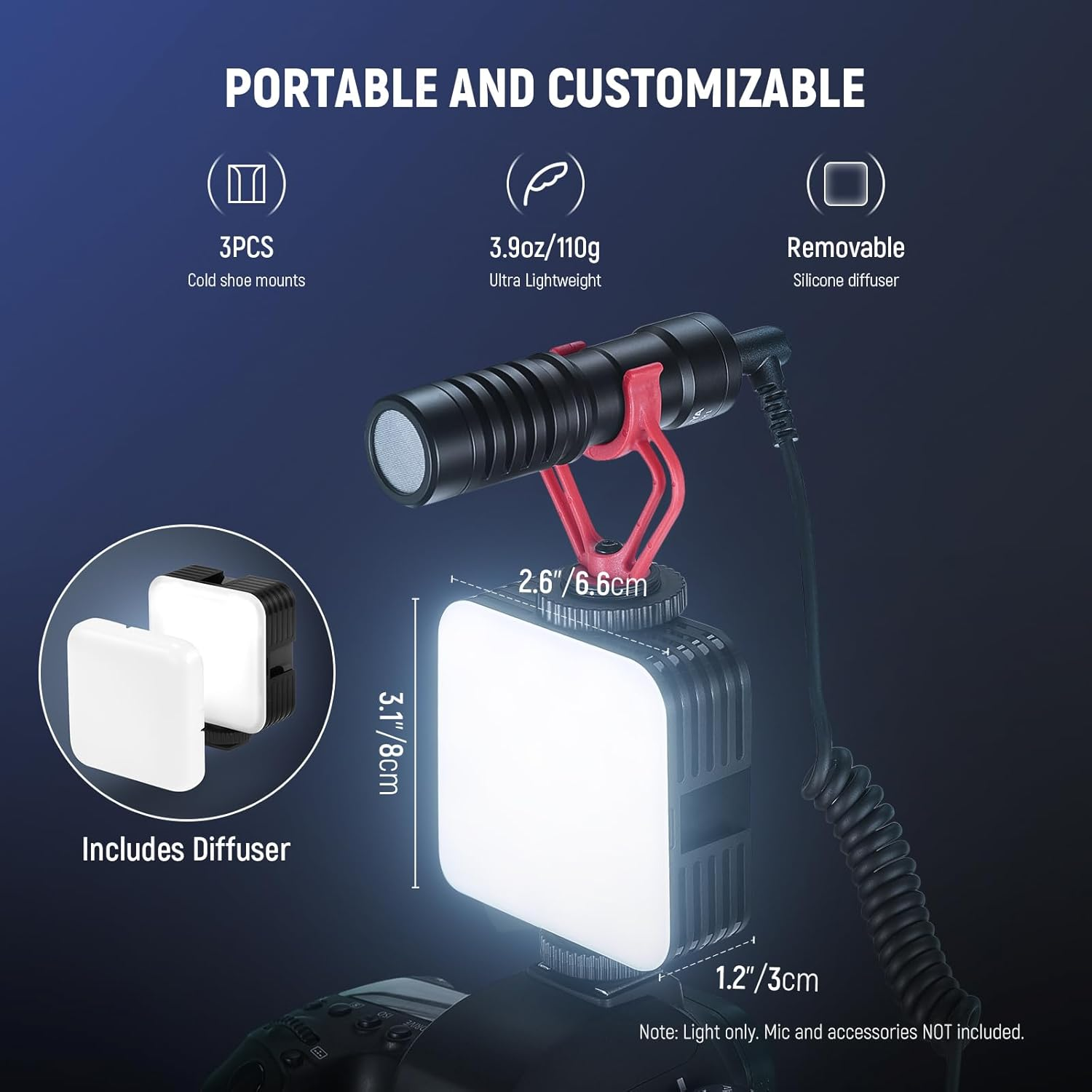 NEEWER Magnetic RGB Camera Light, 360&deg; Full Color RGB61 CRI97+ 2500-8500K 2000Mah Portable Small LED Panel Photography Lighting for Video Recording Streaming, 3 Cold Shoes, 20 Scenes & Cleaning Cloth image number 4