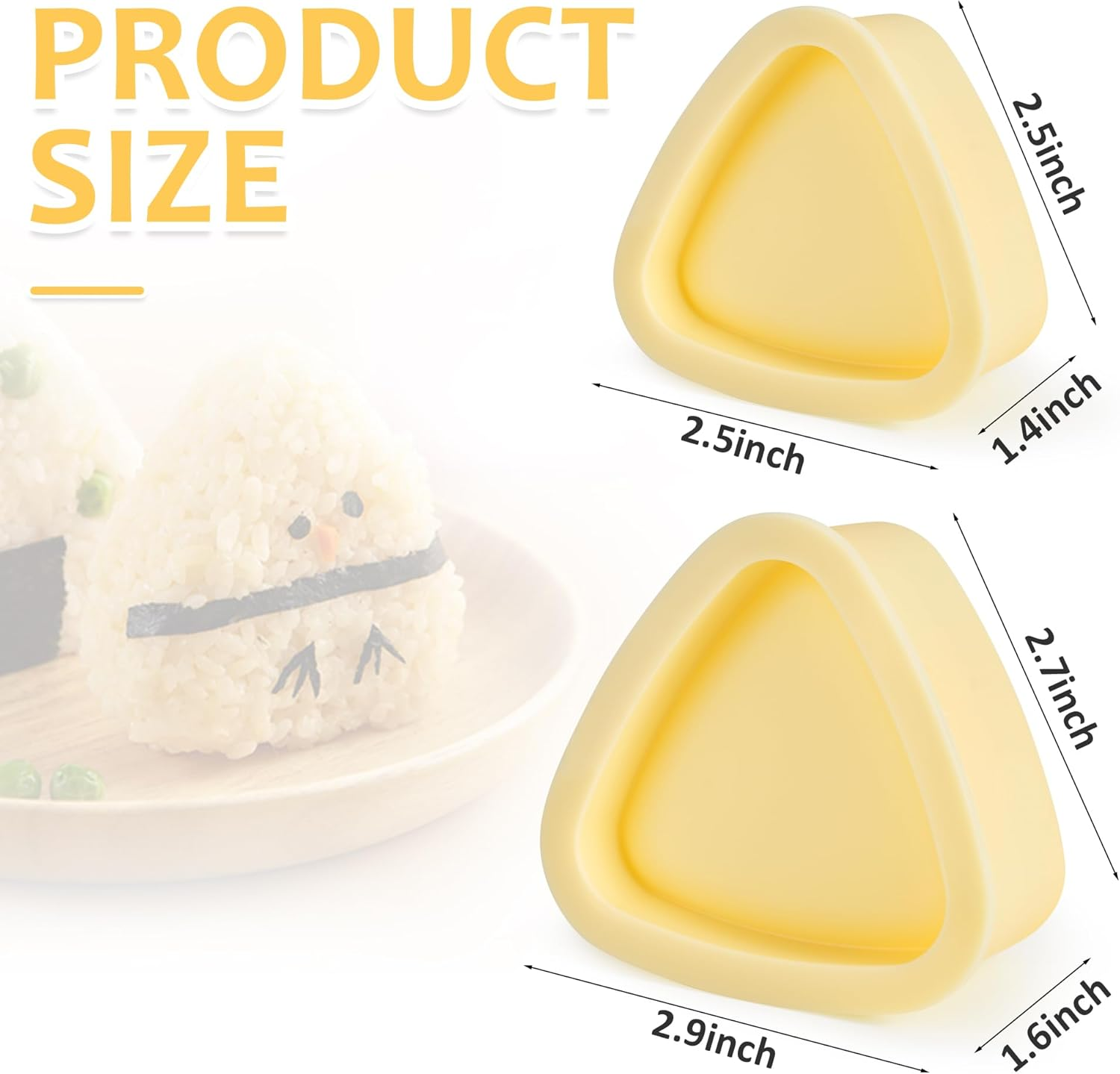 Onigiri Mold, 2 PCS Rice Ball Mold Maker Kit, Non Stick Classic Triangle Sushi Making Molds Kit for Japanese, Rice Ball Maker for Lunch Bento Home DIY image number 3