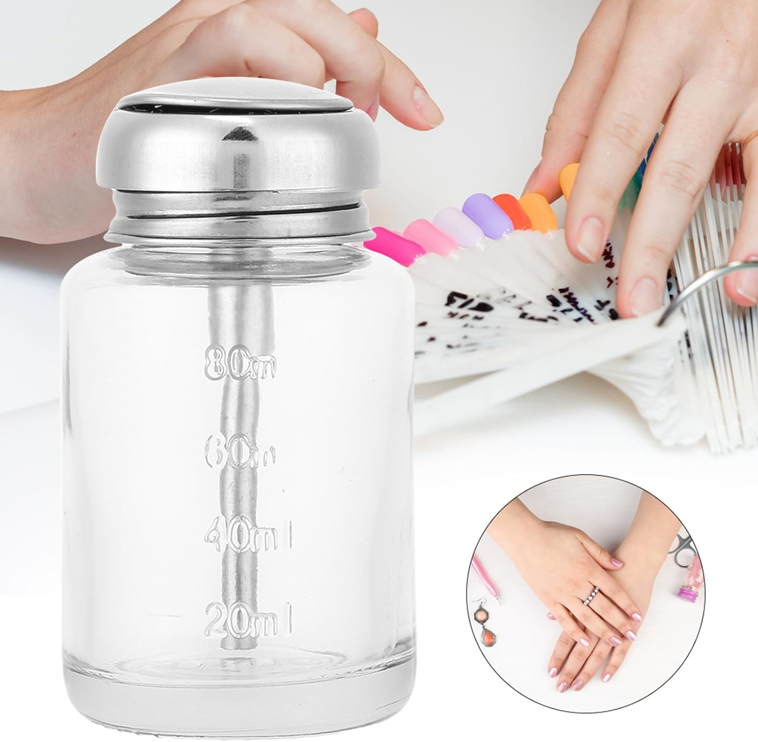 Empty Lockable Pump Dispenser Bottle for Nail Polish, Professional Nail Art Remover Dispenser, Gel Nail Polish Remover, Empty Container Manicure Accessories (Press Bottle) image number 6