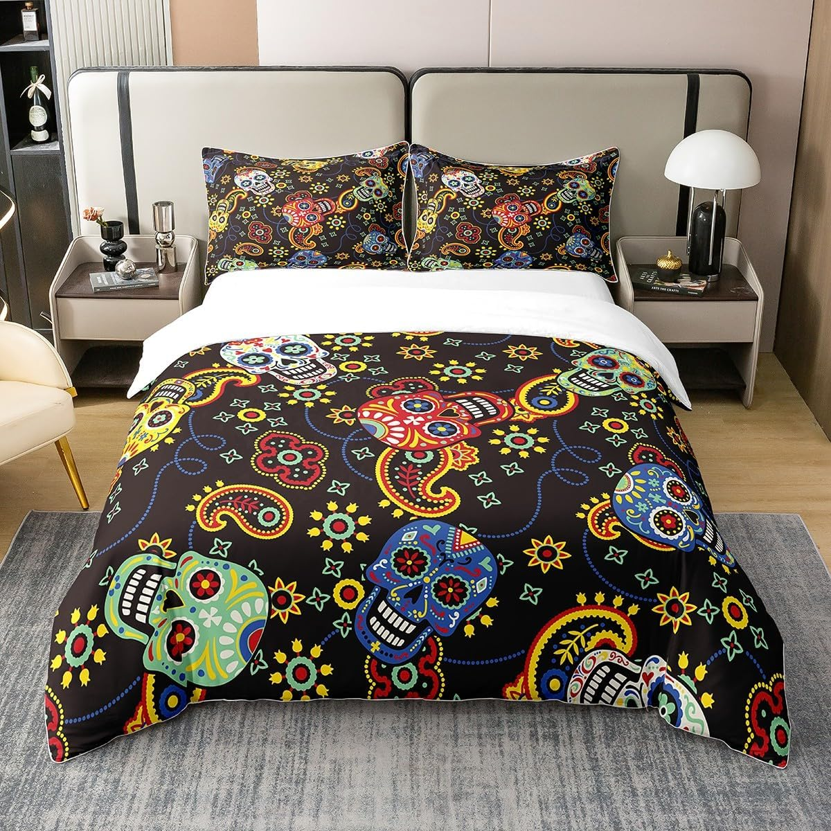 Halloween Pumpkin 100% Cotton Duvet Cover 155 X 220 Cm, Teens Black Cat Skeleton Bone Bed Linen, Bat Spider Web Castle Star Comforter Cover, Christmas Candy Cane Quilt Cover, White Orange