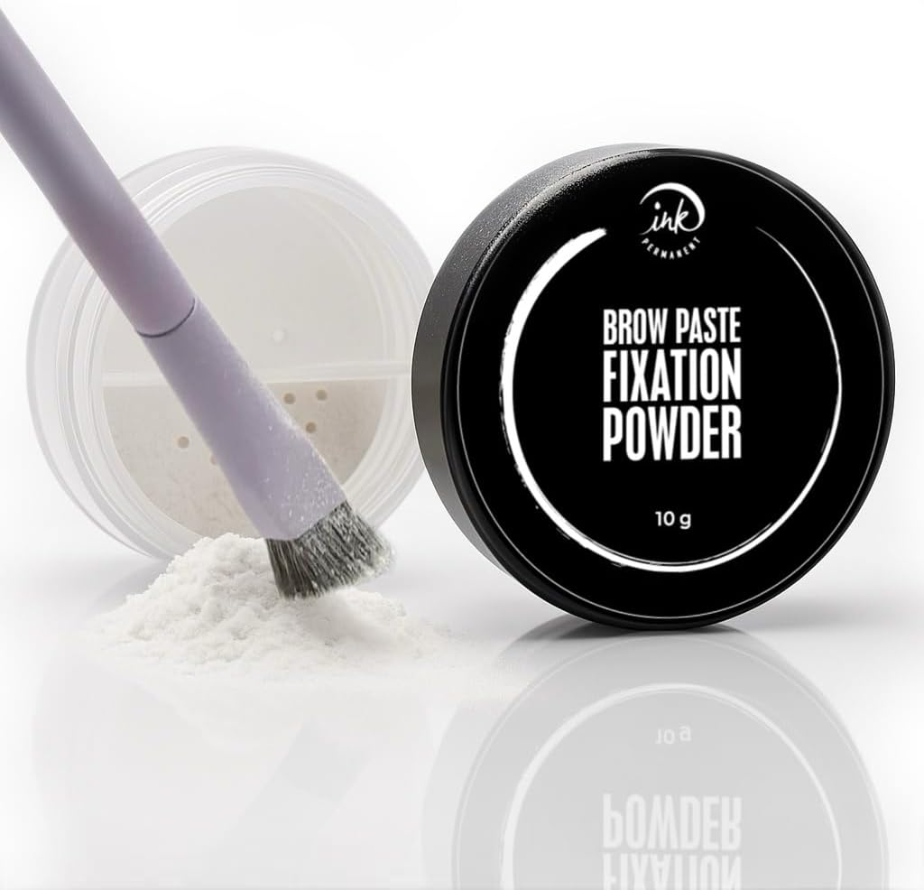 Ink Permanent Eyebrow Mapping Kit with Setting Powder, Eyebrow Brush and Brow Paste, Brow Mapping Tool, White Paste for Outlining & Fixation Powder, Professional Shaping Tool image number 4