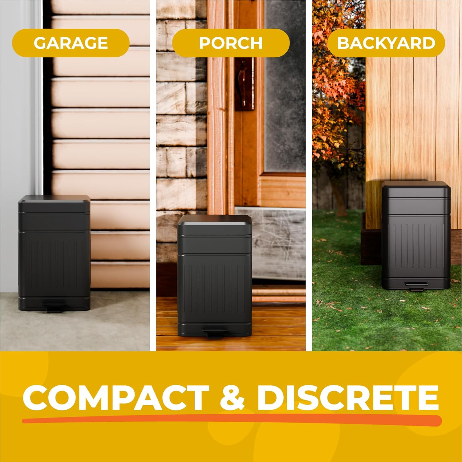 Animogoods&trade; Stainless Steel Poop Bin for outside - Small Outdoor Trash Can with Lid - Dog Waste Container - Odor Eliminator - Includes 3 Filters - Stainless Steel image number 6