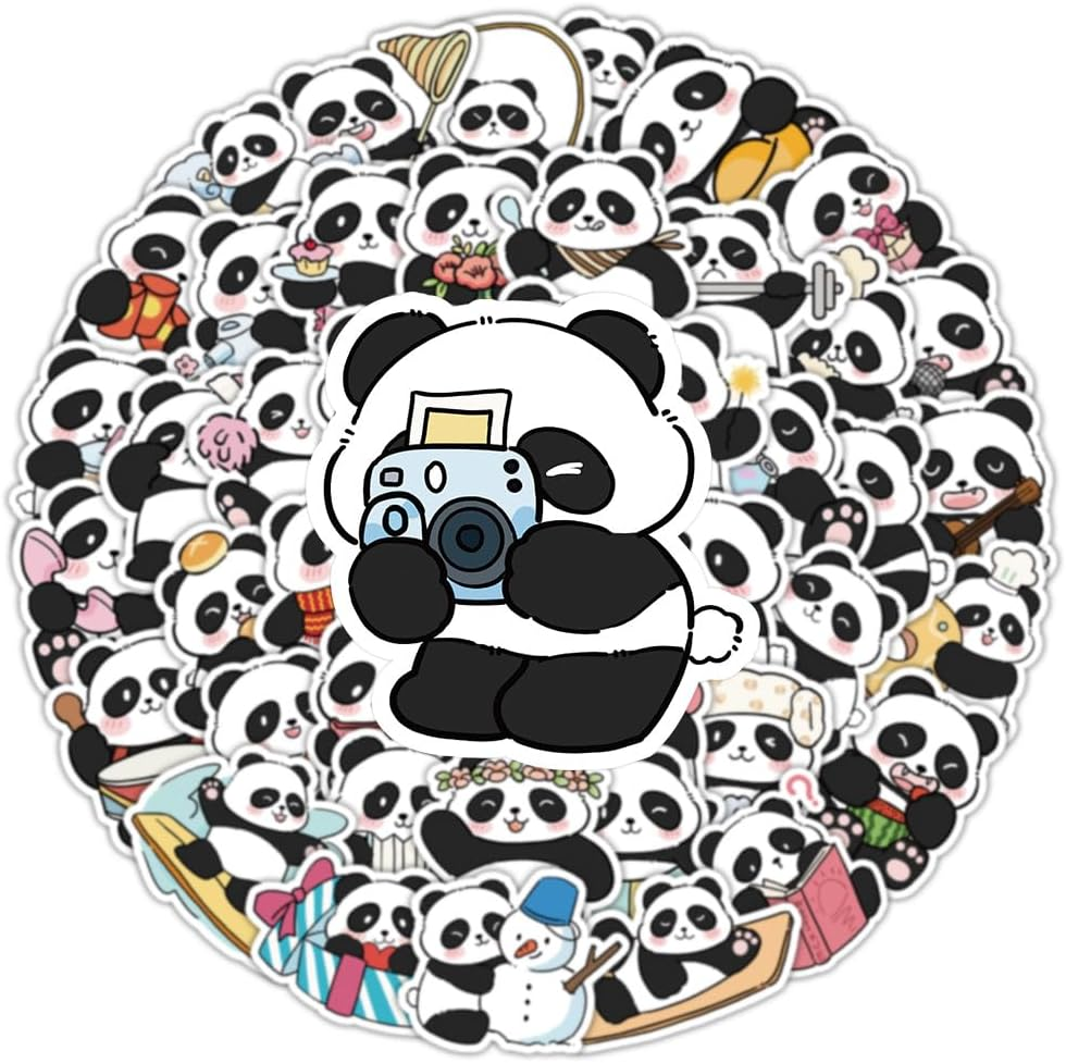 50PCS Panda Decoration Vinyl Decals Waterproof Stickers for Water Bottles Skateboard Luggage Laptop Motorcycle Bicycle Car