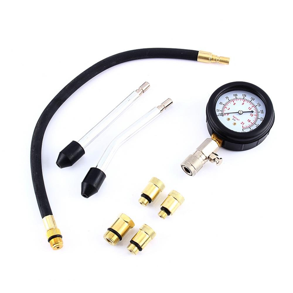 Compression Tester, Petrol Engine Cylinder Compression Test Gauge Kit for Car Motorcycle with Pressure Tubes, Carry Case image number 1